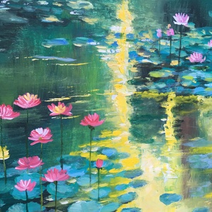 Tavirózsák fénye c. Kortárs olajfestmény - művészet - festmény - olajfestmény - Meska.hu