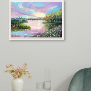 Tavaszi naplemente c. Kortárs olajfestmény - művészet - festmény - olajfestmény - Meska.hu