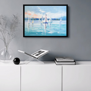 Balatoni tükröződés c. Balatonos festmény (Papp Tünde) - művészet - festmény - olajfestmény - Meska.hu