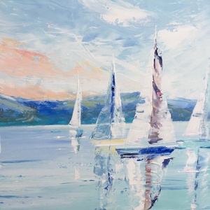 Balatoni tükröződés c. Balatonos festmény (Papp Tünde) - művészet - festmény - olajfestmény - Meska.hu