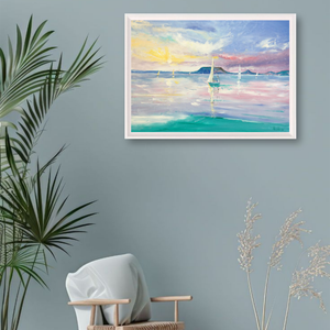 Badacsony naplementében c. Balatonos festmény ( Papp Tünde) - művészet - festmény - olajfestmény - Meska.hu