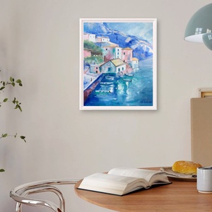 Azúrkék Santorini c. Kortárs olajfestmény - művészet - festmény - olajfestmény - Meska.hu