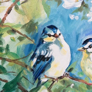 Tavaszi boldogság c. Madaras olajfestmény - művészet - festmény - olajfestmény - Meska.hu