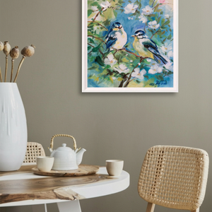 Tavaszi boldogság c. Madaras olajfestmény - művészet - festmény - olajfestmény - Meska.hu