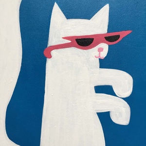 Disco cat c. Modern cicás festmény - művészet - festmény - akril - Meska.hu