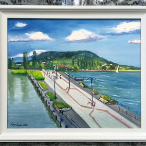Badacsonyi móló c. Kortárs olajfestmény, Művészet, Festmény, Olajfestmény, Festészet, Kedves Érdeklődő !

- Festmény mérete 30x25cm + 3cm képkeret (választható keret szín)

- Olaj-kasír..., MESKA