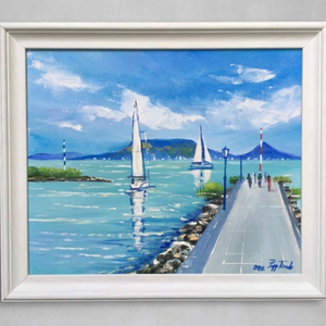 Fonyódi szélben c. Balaton olajfestmény - Meska.hu
