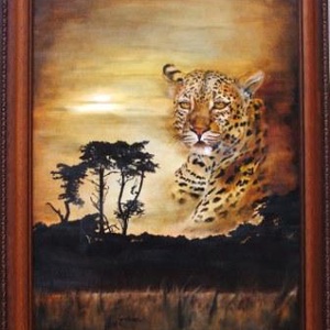 Afrika 3. Leopárd, Művészet, Festmény, Olajfestmény, Festészet, Meska