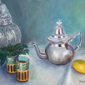 Marokkói csendélet olajfestmény, Művészet, Festmény, Olajfestmény, Festészet, MESKA