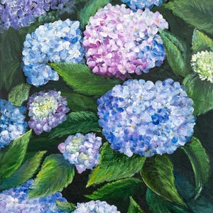 Hortenziák olajfestmény, Művészet, Festmény, Olajfestmény, Festészet, MESKA