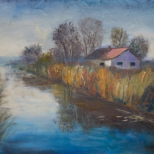 Hansági csatorna olajfestmény - művészet - festmény - olajfestmény - Meska.hu