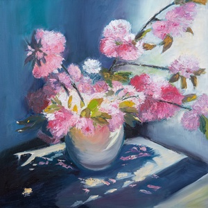 japán cseresznye olajfestmény, Művészet, Festmény, Olajfestmény, Festészet, MESKA