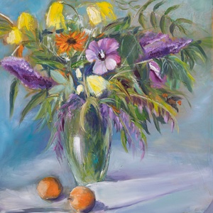 Csendélet virágokkal olajfestmény, Művészet, Festmény, Olajfestmény, Festészet, MESKA