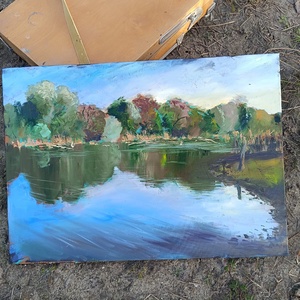 A Rábán c. olajfestmény, Művészet, Festmény, Olajfestmény, Festészet, MESKA