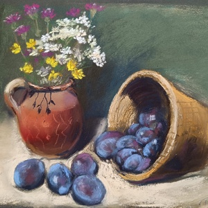 Őszi szilvás csendélet pasztell - Meska.hu