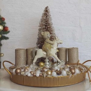 Hintalovazó macis arany gyertyás asztaldísz - karácsony - adventi díszek - adventi asztaldísz - Meska.hu