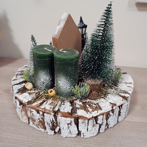 Őzike figurás háncs alapban zöld színvilággal adventi karacsonyi ünnepi asztaldísz koszorú - karácsony - adventi díszek - adventi asztaldísz - Meska.hu