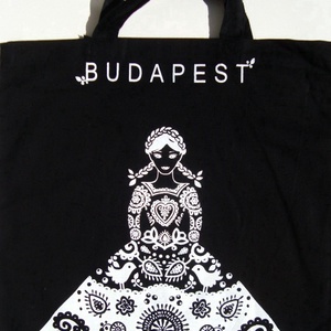 'Menyecske' -Budapest shoppingoló, bevásárló táska- fekete - táska & tok - kézitáska & válltáska - Meska.hu