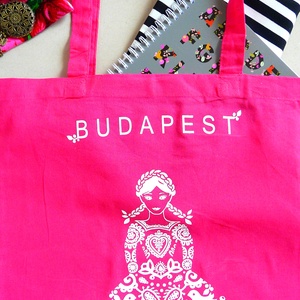 'Menyecske' -Budapest shoppingoló, bevásárló táska- pink - Meska.hu