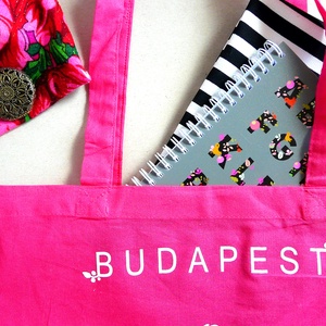 'Menyecske' -Budapest shoppingoló, bevásárló táska- pink - táska & tok - bevásárlás & shopper táska - shopper, textiltáska, szatyor - Meska.hu