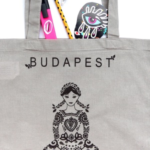 ÚJ színek ! 'Menyecske' -Budapest shoppingoló, bevásárló táska- galamb szürke - táska & tok - kézitáska & válltáska - Meska.hu