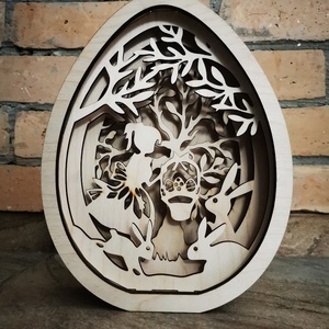 Húsvéti ledes asztaldísz , Otthon & Életmód, Dekoráció, Asztal és polc dekoráció, Asztaldísz, Famegmunkálás, MESKA