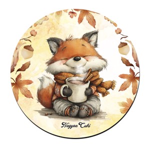Cuki őszi kávézós róka mintás pohár alátét, , , MESKA