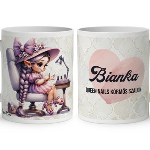Névvel kérhető - Cuki lila Körmös manólány mintás bögre, Otthon & Életmód, Konyhafelszerelés, tálalás, Tálalás, Bögre & Csésze, , MESKA