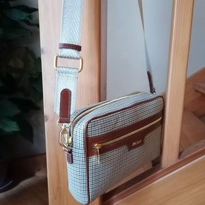 Crossbody vászon bőr női táska. - táska & tok - bevásárlás & shopper táska - kenyeres zsák - Meska.hu