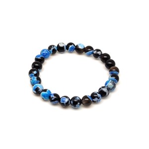 Fekete-kék achát golyós gyerek ásvány karkötő 6mm - Meska.hu