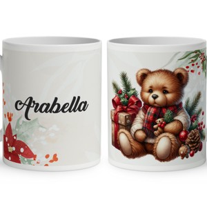 Névvel kérhető - Karácsonyi Teddy maci (macival) mintás bögre - Meska.hu