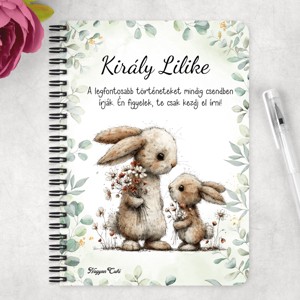 Személyre szabható - Anya és a kicsi nyuszikája mintás A6-os füzet - otthon & életmód - papír, írószer - jegyzetfüzet & napló - Meska.hu