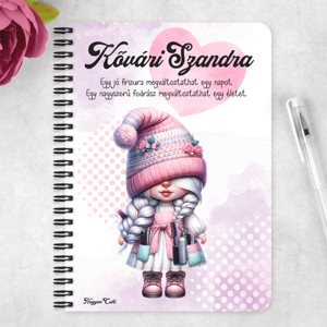 Személyre szabható - Cuki két oldalas Fodrász manólány mintás A6-os füzet - otthon & életmód - papír, írószer - jegyzetfüzet & napló - Meska.hu