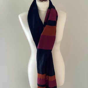 Kézzel szőtt elegáns Merinó Sötétkék narancs pink Kendő - ruha & divat - sál, sapka, kendő - kendő - Meska.hu