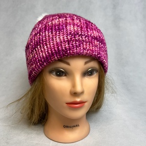 Pink mályva kézzel festett, Kötött EGYED I Merino Gyapjú Sapka levehetö Fehérvári pompommal - ruha & divat - sál, sapka, kendő - sapka - Meska.hu