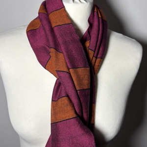 Kézzel szőtt csíkos Pink Narancs Merino Kendő - ruha & divat - sál, sapka, kendő - kendő - Meska.hu