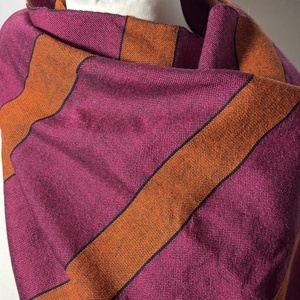 Kézzel szőtt csíkos Pink Narancs Merino Kendő - Meska.hu