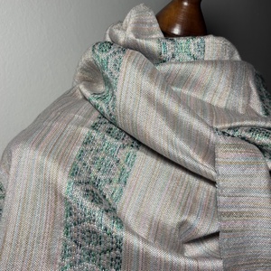 Kézzel szőtt elegáns púder Rózsaszín Zöld Selyem Kendő - ruha & divat - sál, sapka, kendő - kendő - Meska.hu