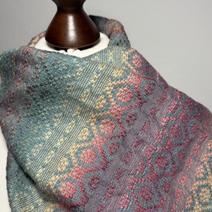 Kézzel szőtt Zöldes Lilás Merinó és Selyem Kendő - ruha & divat - sál, sapka, kendő - kendő - Meska.hu