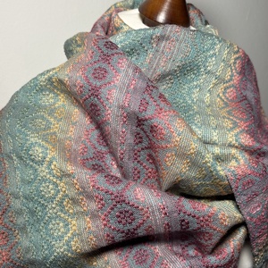 Kézzel szőtt Zöldes Lilás Merinó és Selyem Kendő - ruha & divat - sál, sapka, kendő - kendő - Meska.hu