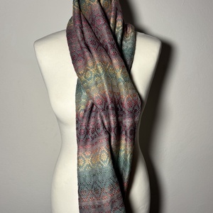 Kézzel szőtt Zöldes Lilás Merinó és Selyem Kendő - ruha & divat - sál, sapka, kendő - kendő - Meska.hu