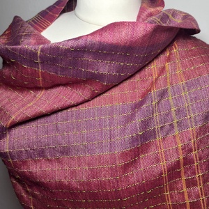 Kézzel szőtt Rózsaszín - Mályva Selyem Kendő - ruha & divat - sál, sapka, kendő - kendő - Meska.hu