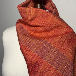 Kézzel szőtt Terrakotta Merino - Selyem Kendő - ruha & divat - sál, sapka, kendő - kendő - Meska.hu
