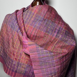 Kézzel szőtt Pink Selyem és Merinó Kendő - ruha & divat - sál, sapka, kendő - kendő - Meska.hu