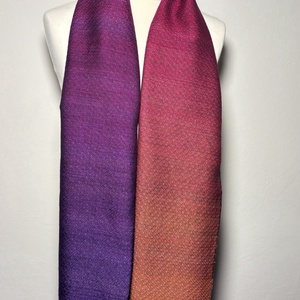 Kézzel szőtt Lila Narancs Selyem és Merinó Kendő - ruha & divat - sál, sapka, kendő - kendő - Meska.hu
