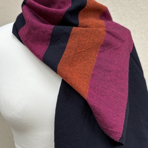 Kézzel szőtt elegáns Merinó Sötétkék narancs pink Kendő - Meska.hu