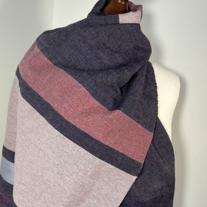 Kézzel Szőtt Merinó�Selyem Kendő Yak Gyapjúval, Lila�Rózsaszín Csíkos Vállkendő, Kézműves Prémium Sál, Ruha & Divat, Sál, Sapka, Kendő, Kendő, Szövés, MESKA