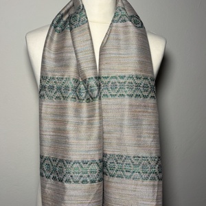 Kézzel szőtt elegáns púder Rózsaszín Zöld Selyem Kendő - ruha & divat - sál, sapka, kendő - kendő - Meska.hu