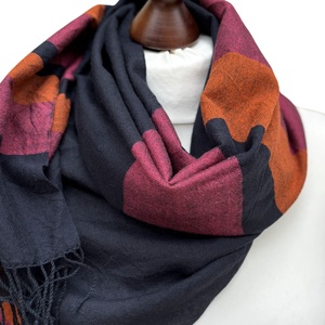 Kézzel szőtt elegáns Merinó Sötétkék narancs pink Kendő - ruha & divat - sál, sapka, kendő - kendő - Meska.hu