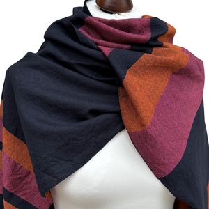 Kézzel szőtt elegáns Merinó Sötétkék narancs pink Kendő - ruha & divat - sál, sapka, kendő - kendő - Meska.hu